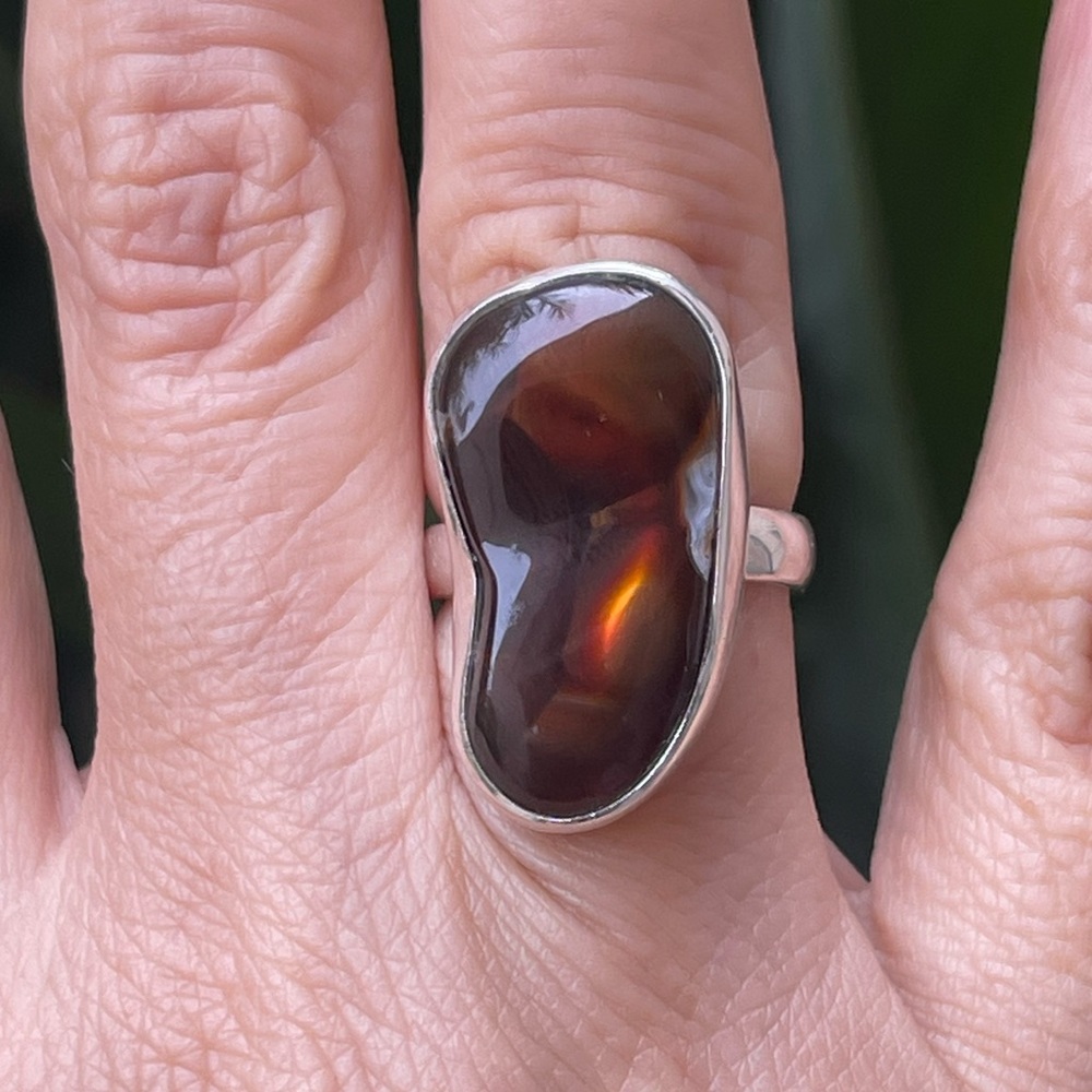 Huge Fire Agate Solid Sterling Silver Size 6.5 Ri… - image 8